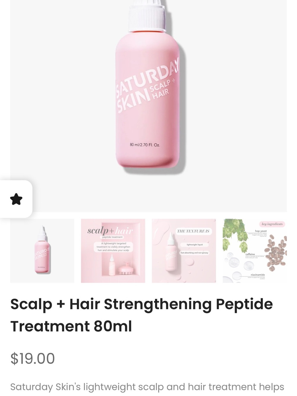 Saturday Skin Scalp + Hair Strengthening Peptide Treatment — Pink